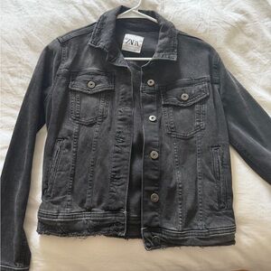 Zara Charcoal Button-Up Denim Jacket